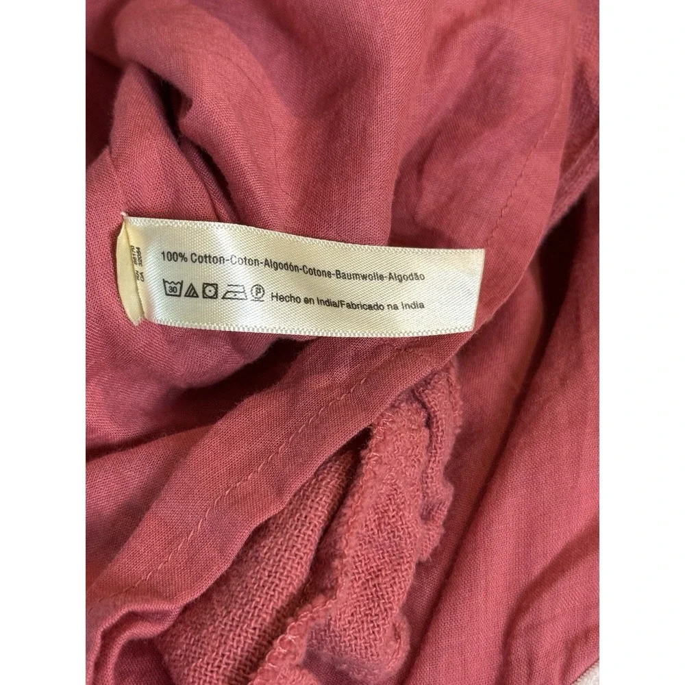 Free People Strapless Mini Dress Beach Gauzy Pink Tie Back Sun Festival Sz‎ LG